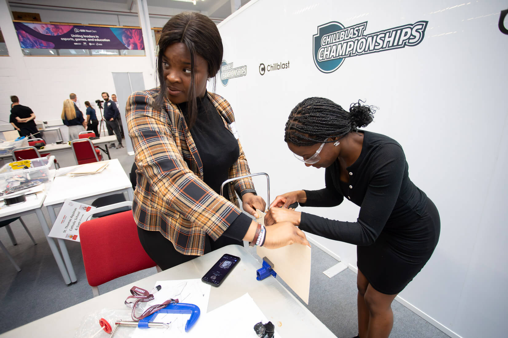 At least some of the school students taking part in an engineering competition in the West Midlands may